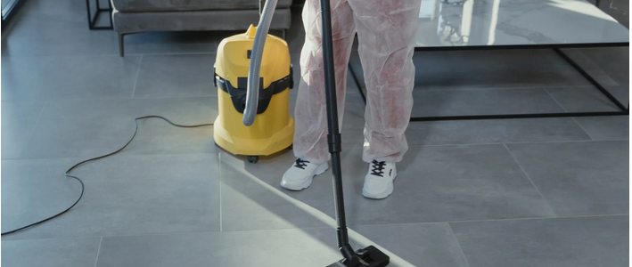 a cleaning company employee cleaning