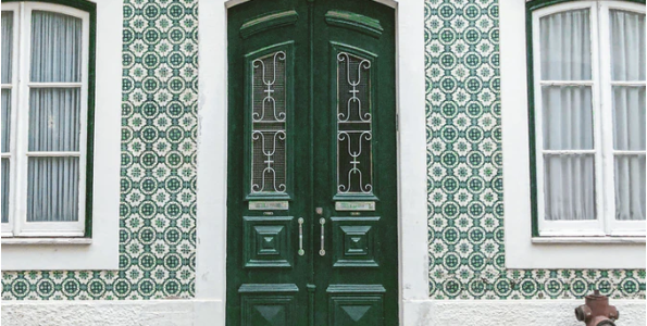 a green security door